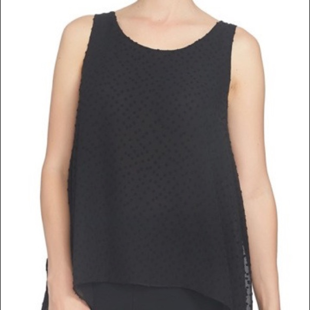 NWT CeCe XS Fil Coupe Chiffon Top Tank Black